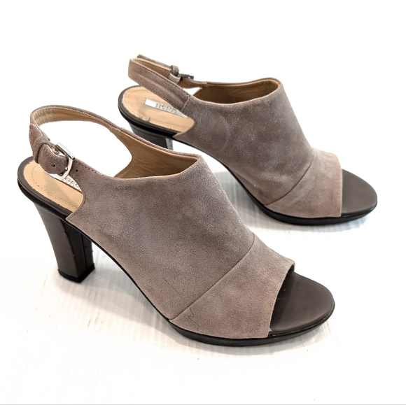 GEOX Respira women's peep toe sling-back heeled booties sandals - Picture 1 of 14